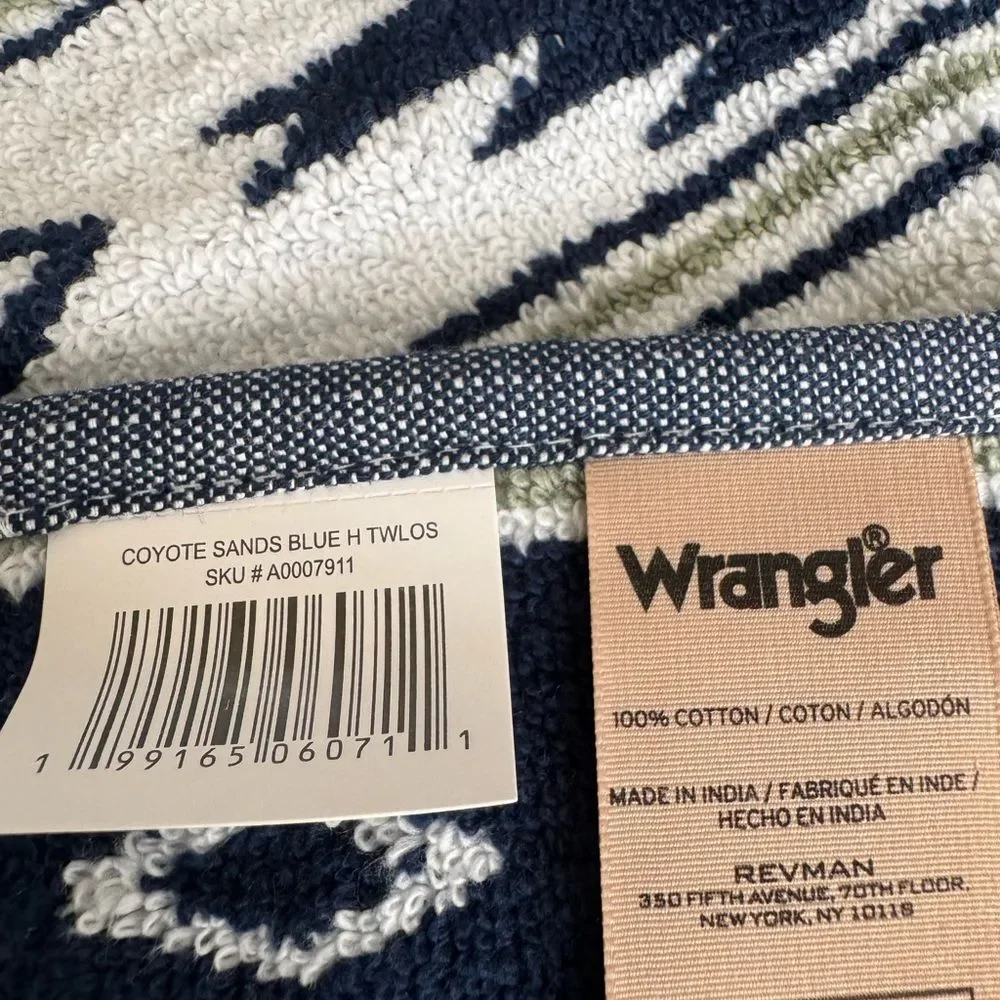 Wrangler Blue Green Western Aztec Coyote Sands Stripe Hand Towel